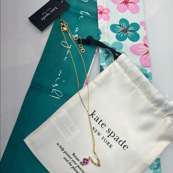 Kate Spade Gold Chain with Pink Gem - Picture 3 of 7